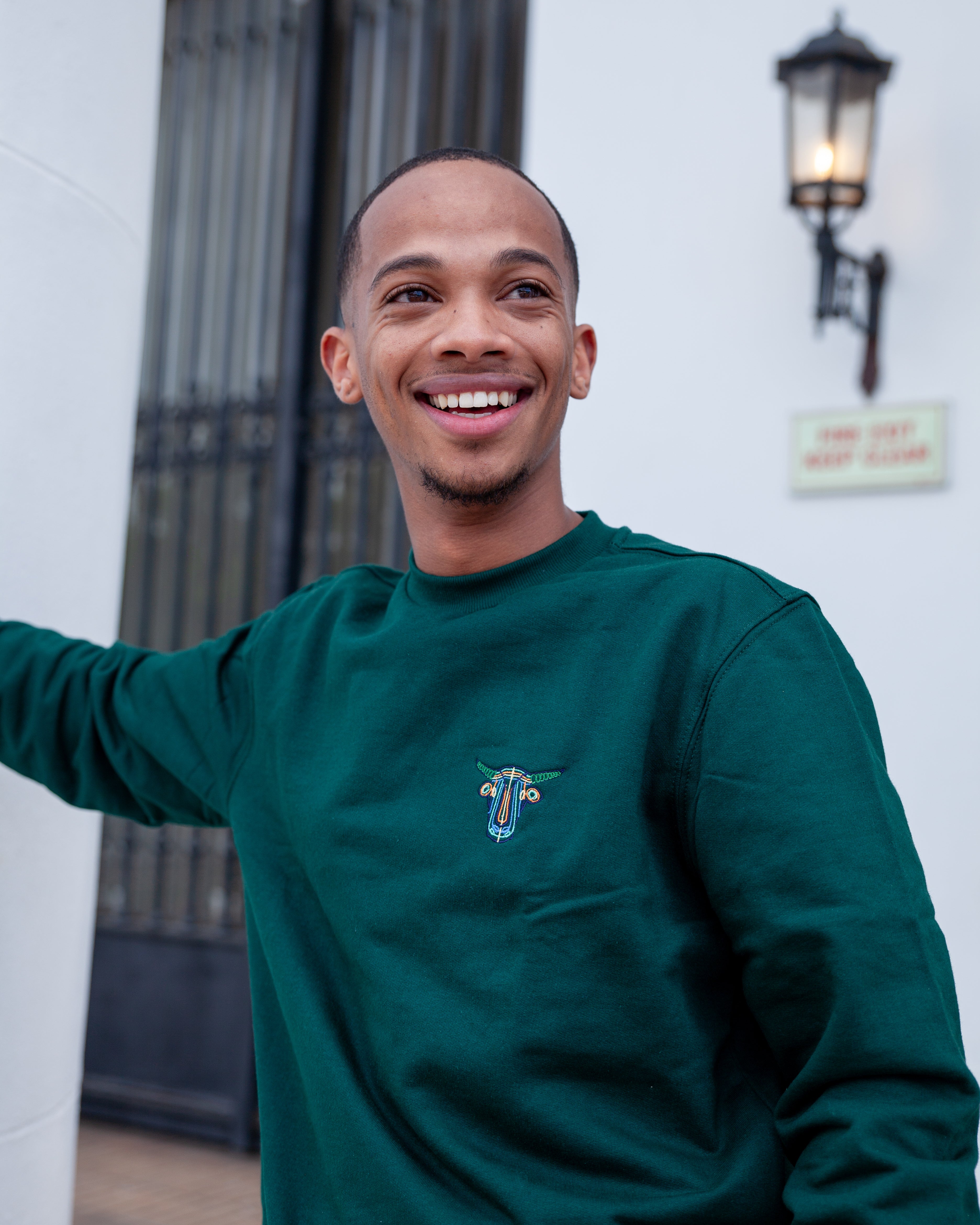 Bottle Green embroidery crew neck sweater