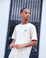 Load image into Gallery viewer, Cream short sleeve embroidered T-shirt
