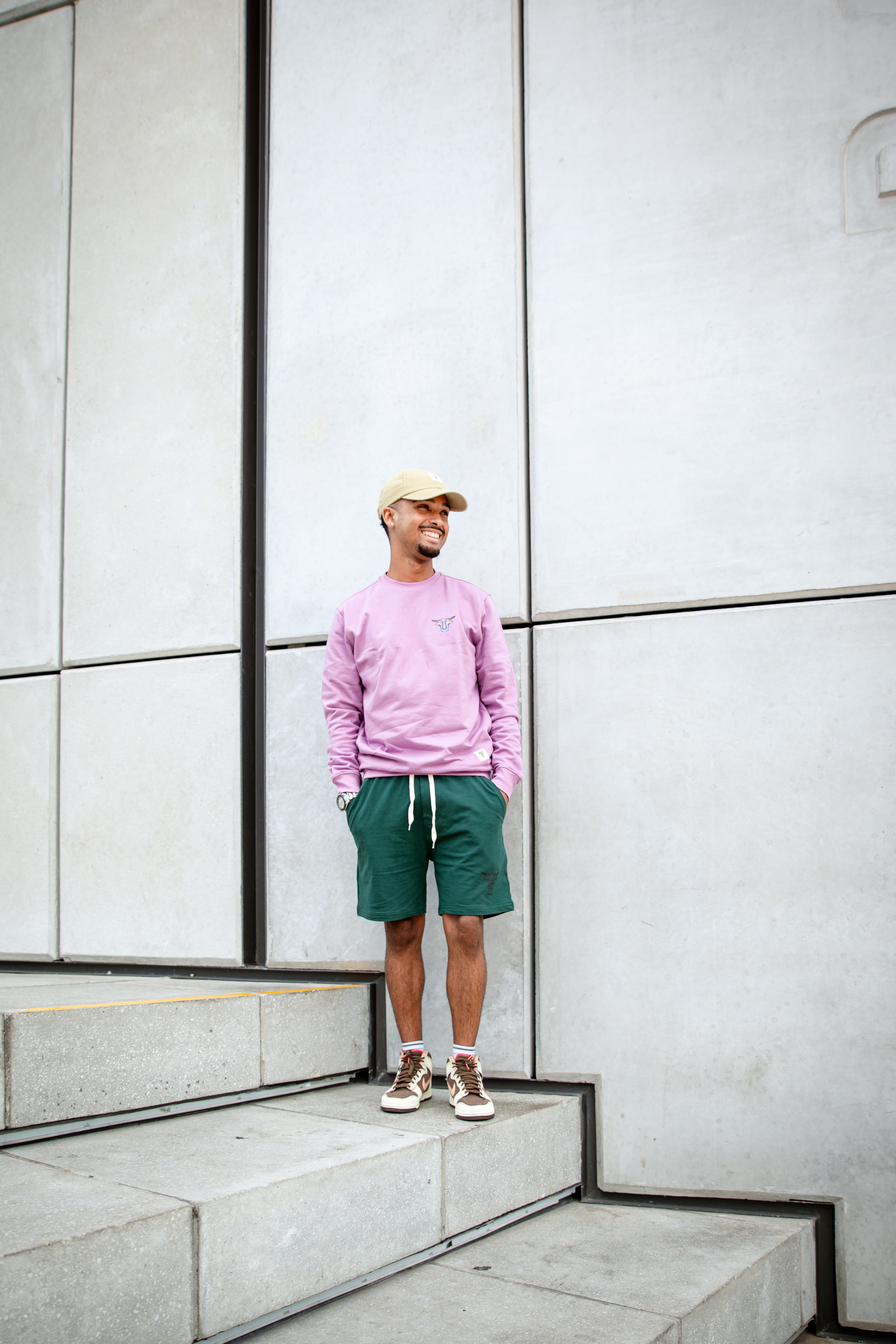 Lavender embroidery crew neck sweater