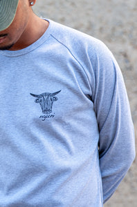 Grey melange long sleeve rib top