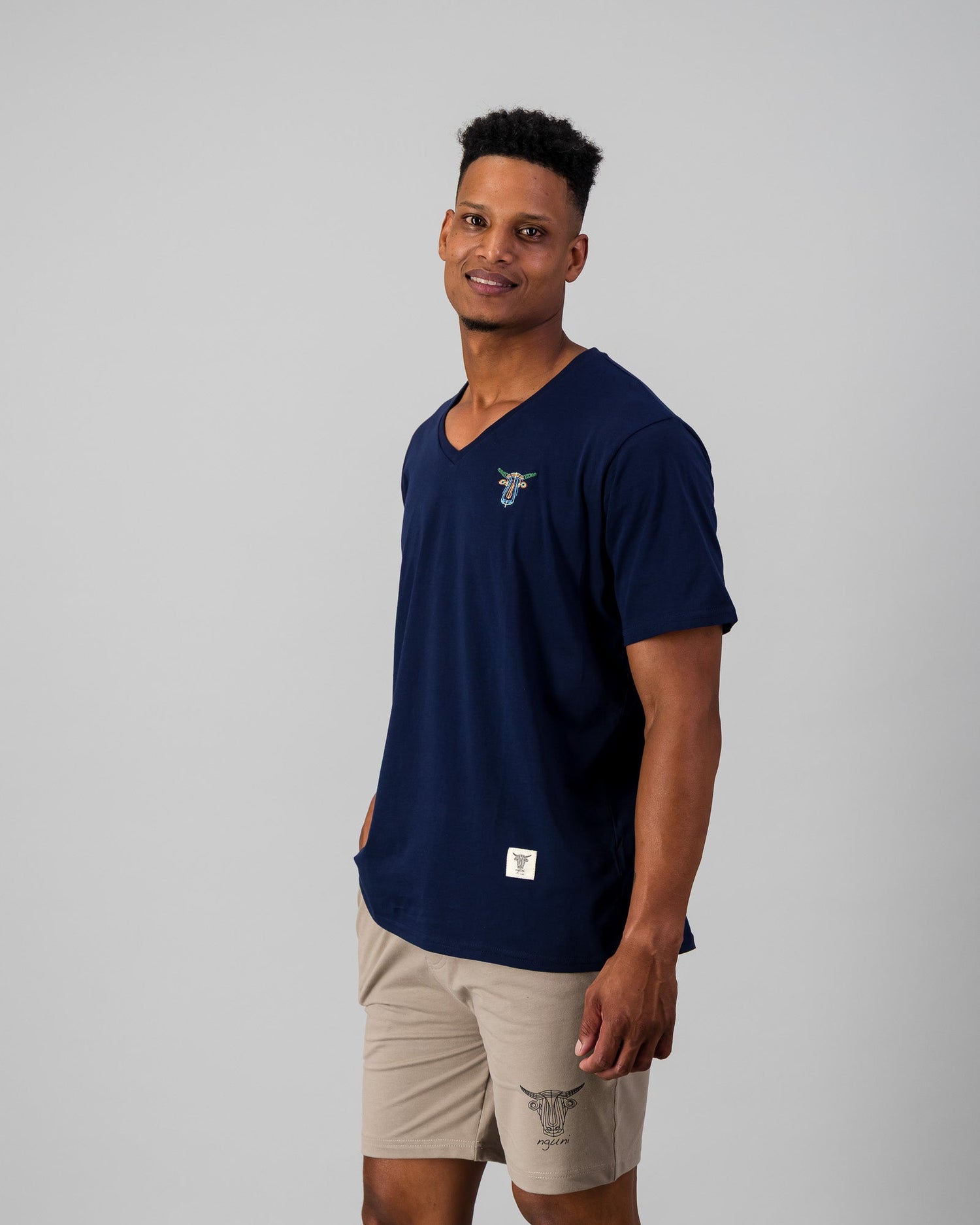 V-Neck Embroidery T-Shirt Nguni Apparel